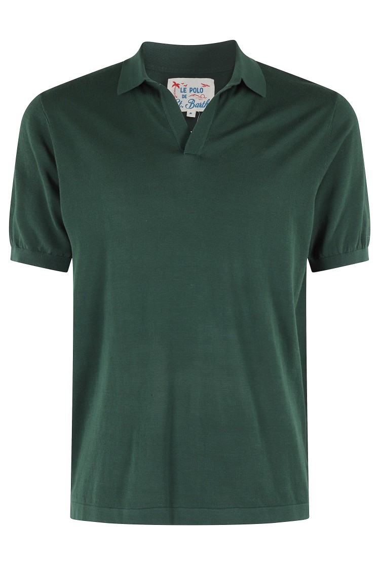 Shop Mc2 Saint Barth Classic V-neck Polo Shirt By  In Green