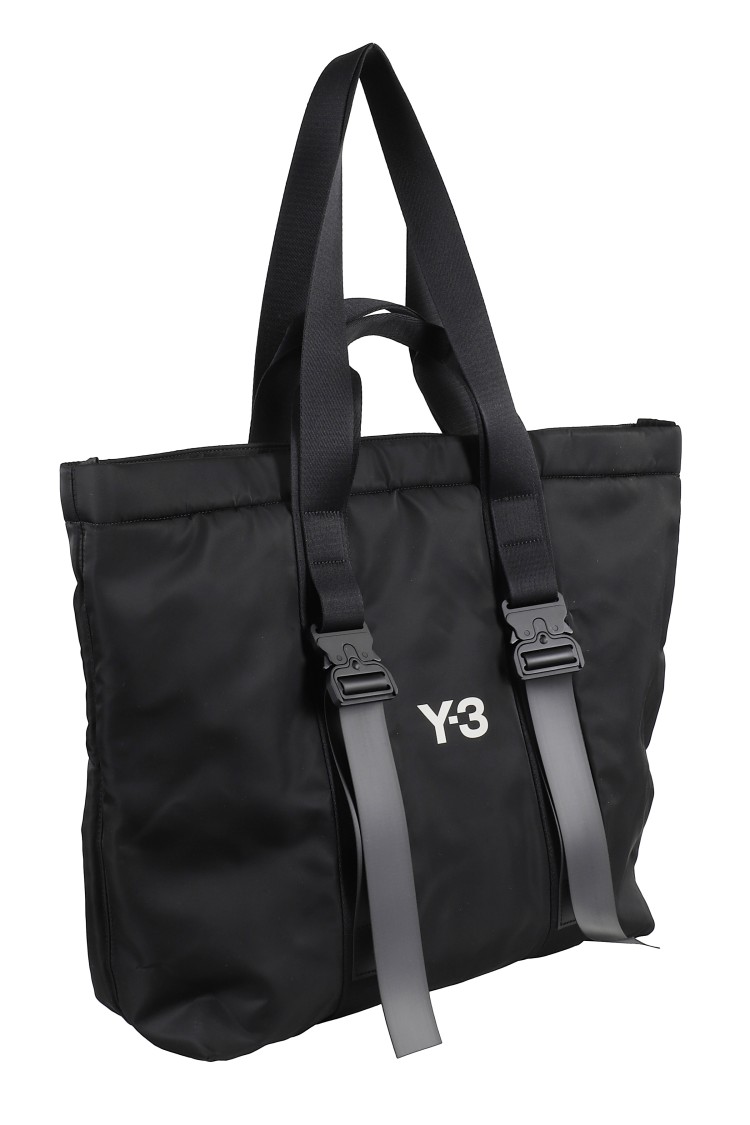 Y-3 Y-3 BLACK TOTE BAG WITH FRONT LOGO AND ZIP CLOSURE