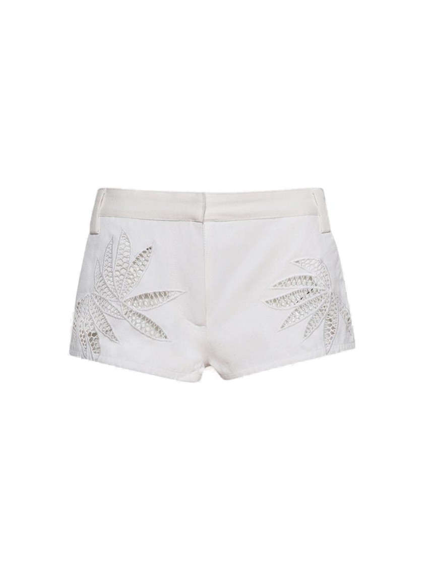 Diotima Rider Leaf-embroidered Cotton Shorts