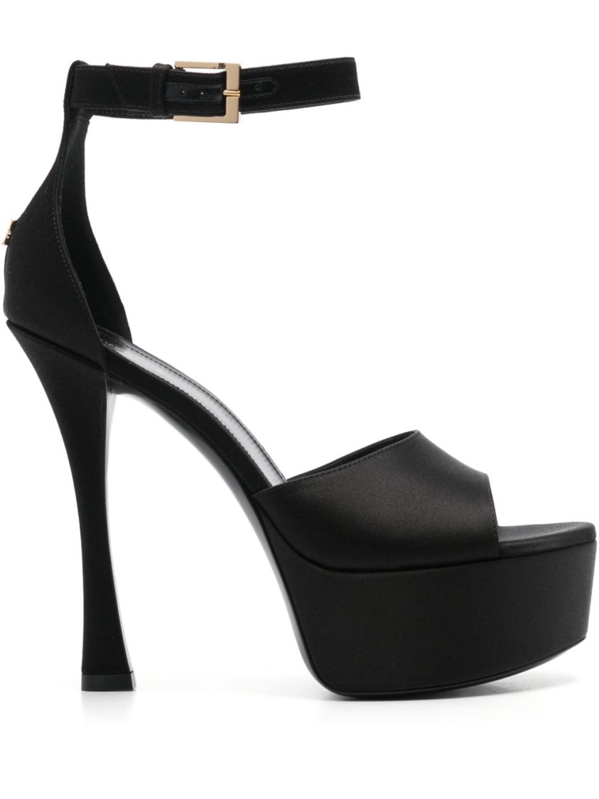 Givenchy Black Platform Sandals With Liquid Viscose-silk Blend In Black
