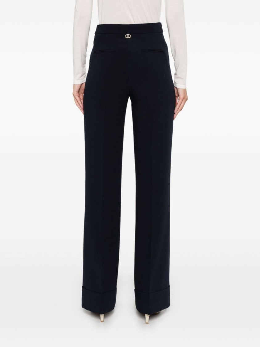Twinset Cady High-waist Trousers In Black