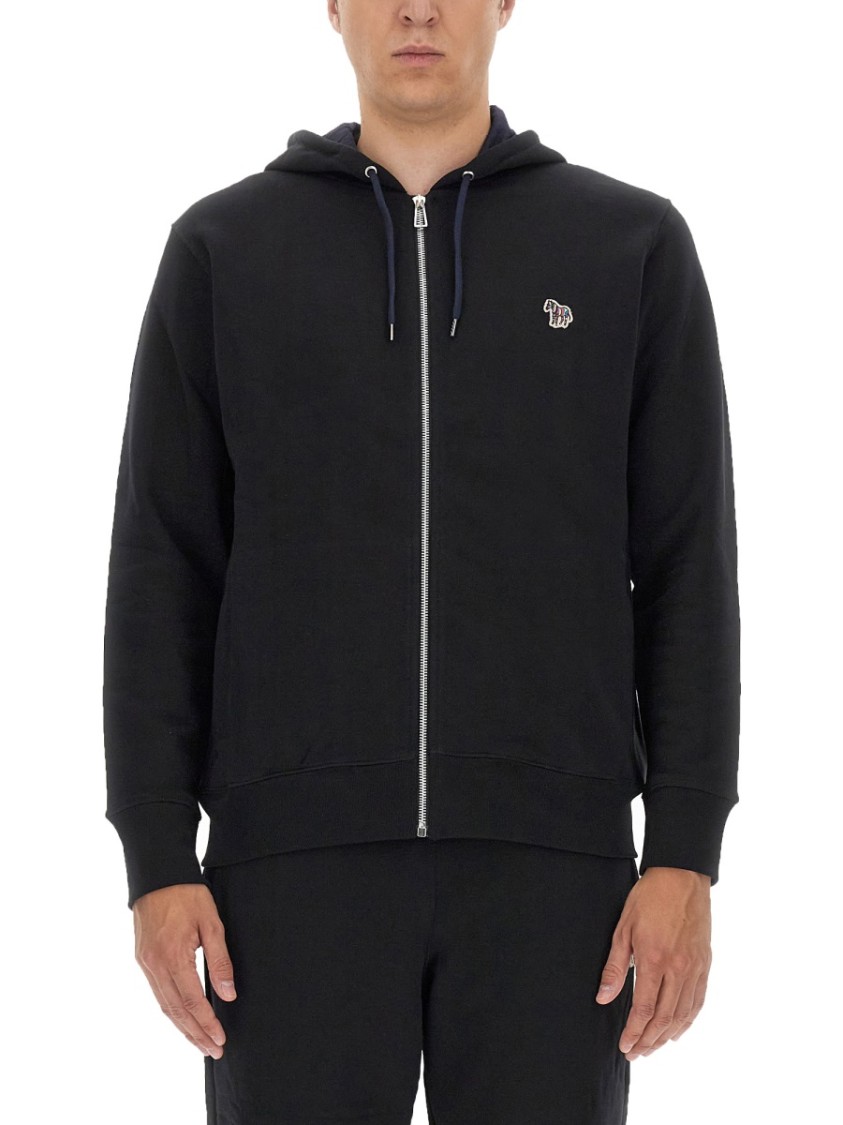 Ps By Paul Smith Ps Paul Smith Playful Zebra Patch Black Hoodie