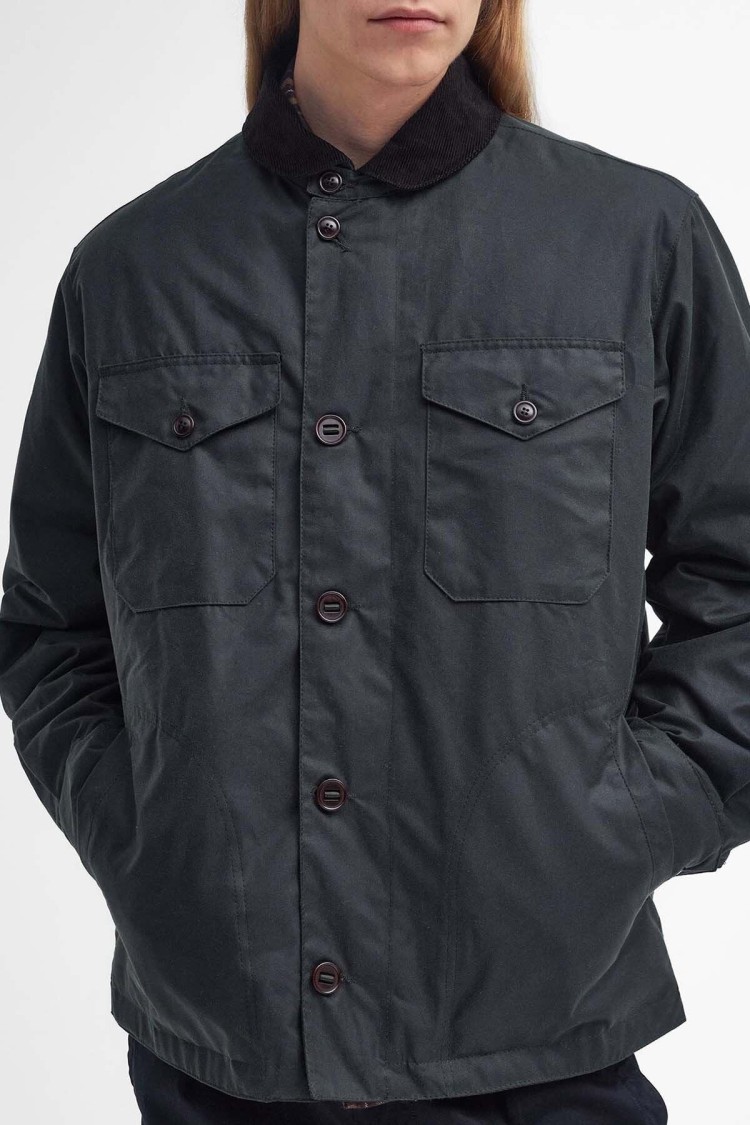 Barbour Bottle Green Embroidered Logo Jacket In Black