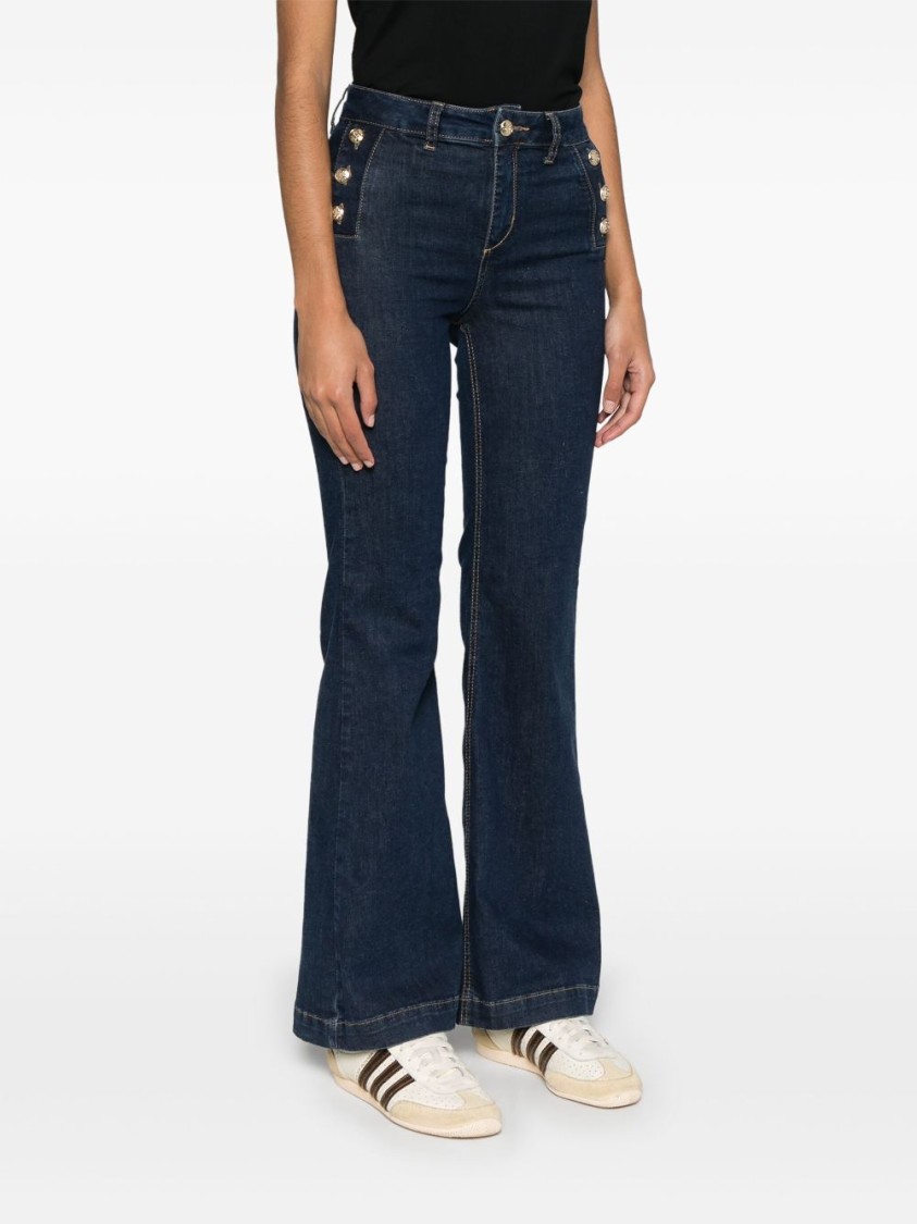 Shop Liu •jo Liu Jo Flared High-waist Jeans In Blue