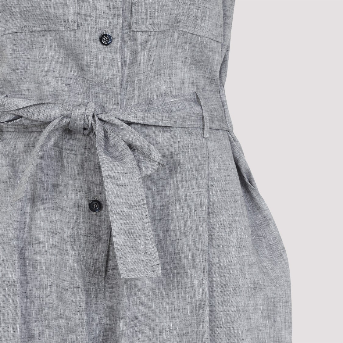 Shop Peserico Blue Linen Jumpsuit In Grey