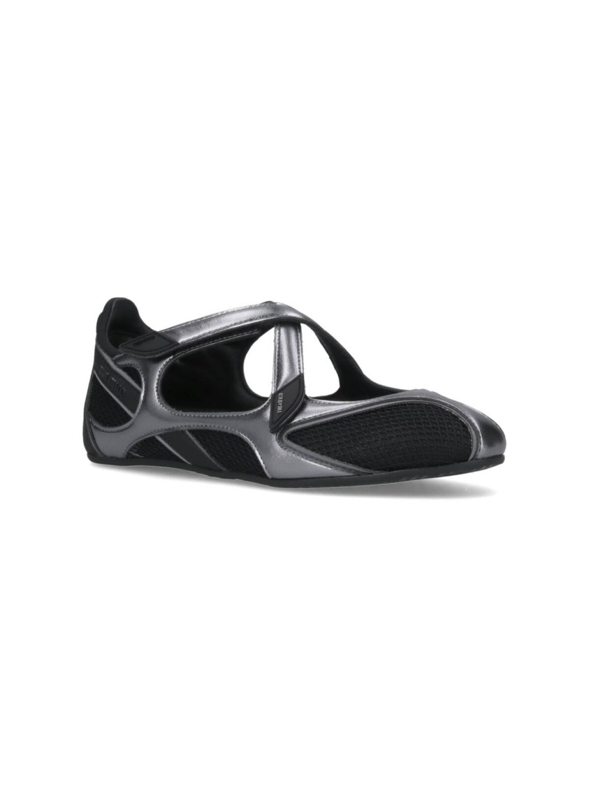Attico Floor 01 Mesh And Leather Ballerinas Flat