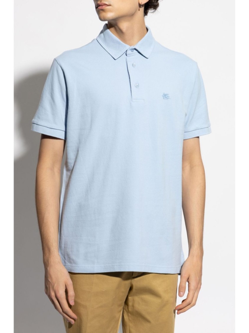 Etro Blue Polo Shirt With Classic Collar in Blue | THE LIST