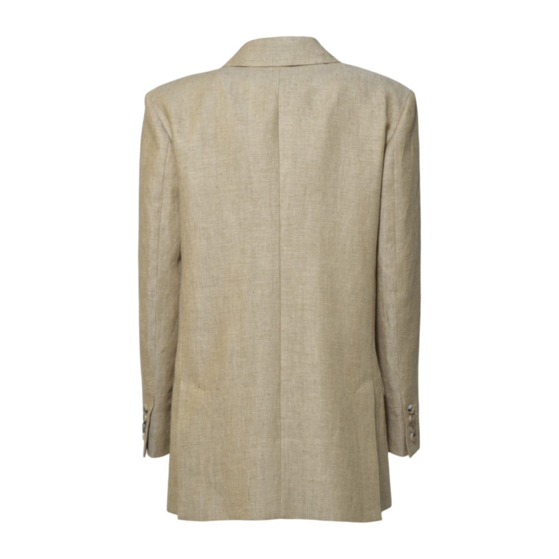 Max Mara Beige Double Breasted Gerla Jacket In Linen Blazer