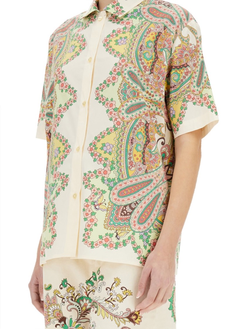Etro Paisley Pattern Shirt With Floral Accents In Multicolor