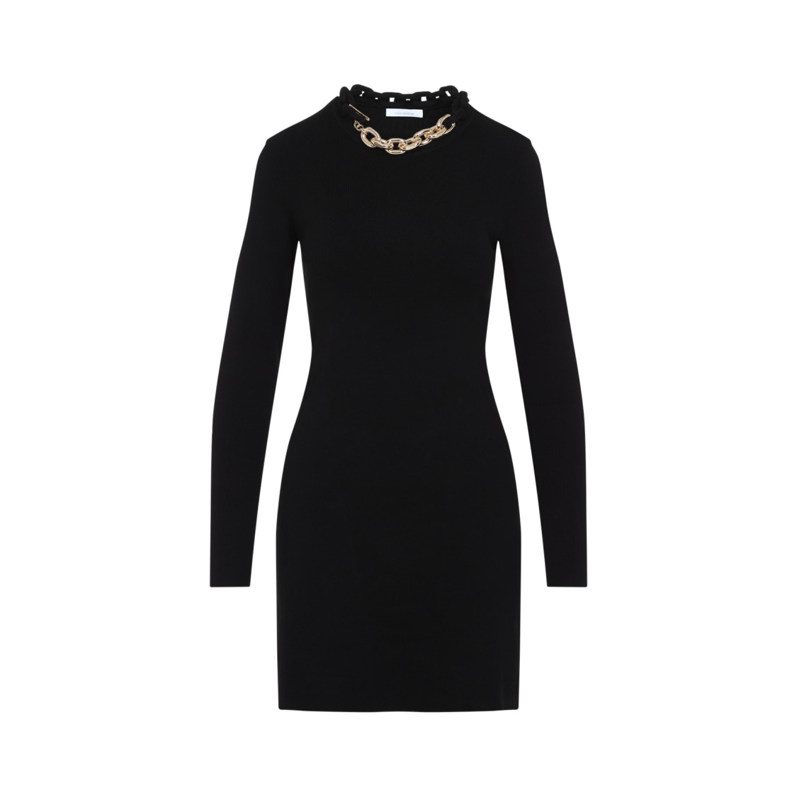 Rabanne Womens Chain-embellished Stretch-cotton Mini Dress Black In Black