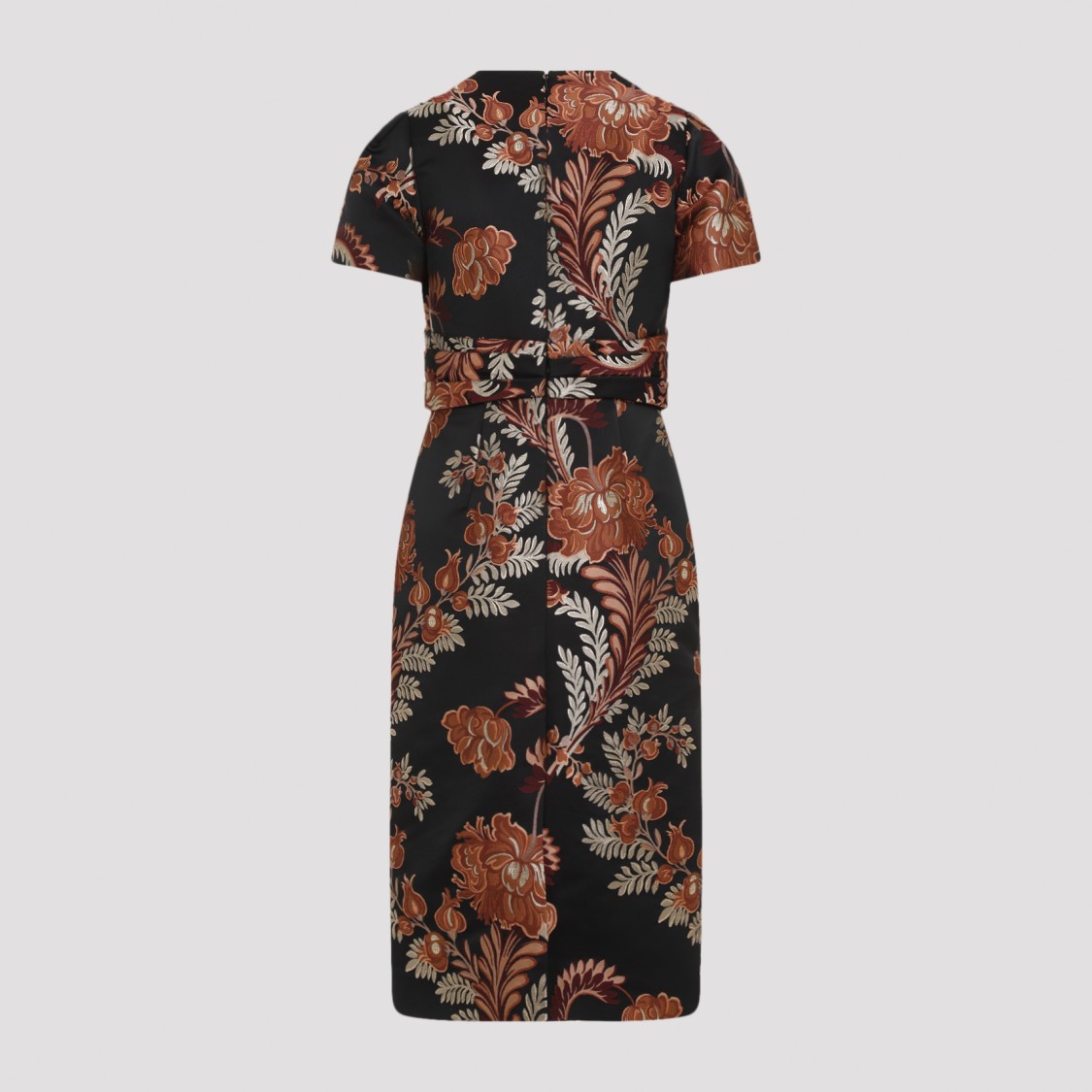 Etro Floral Embroidered Midi Dress With Short Sleeves In Black