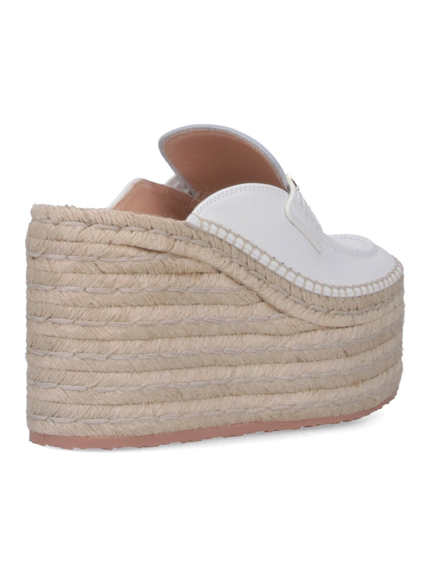 Gianvito Rossi Round Toe Platform Mules With Espadrille Sole