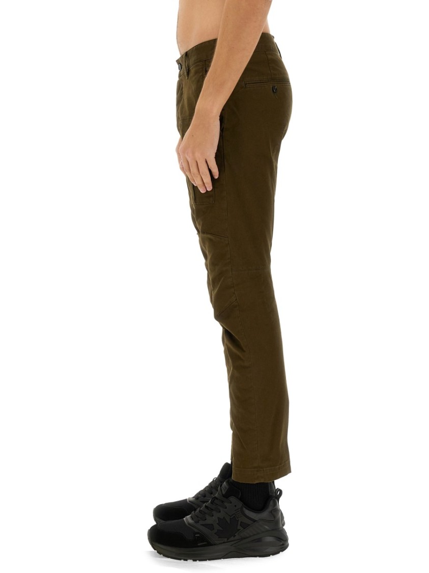 Dsquared2 Olive Cotton Blend Cargo Trousers In Brown