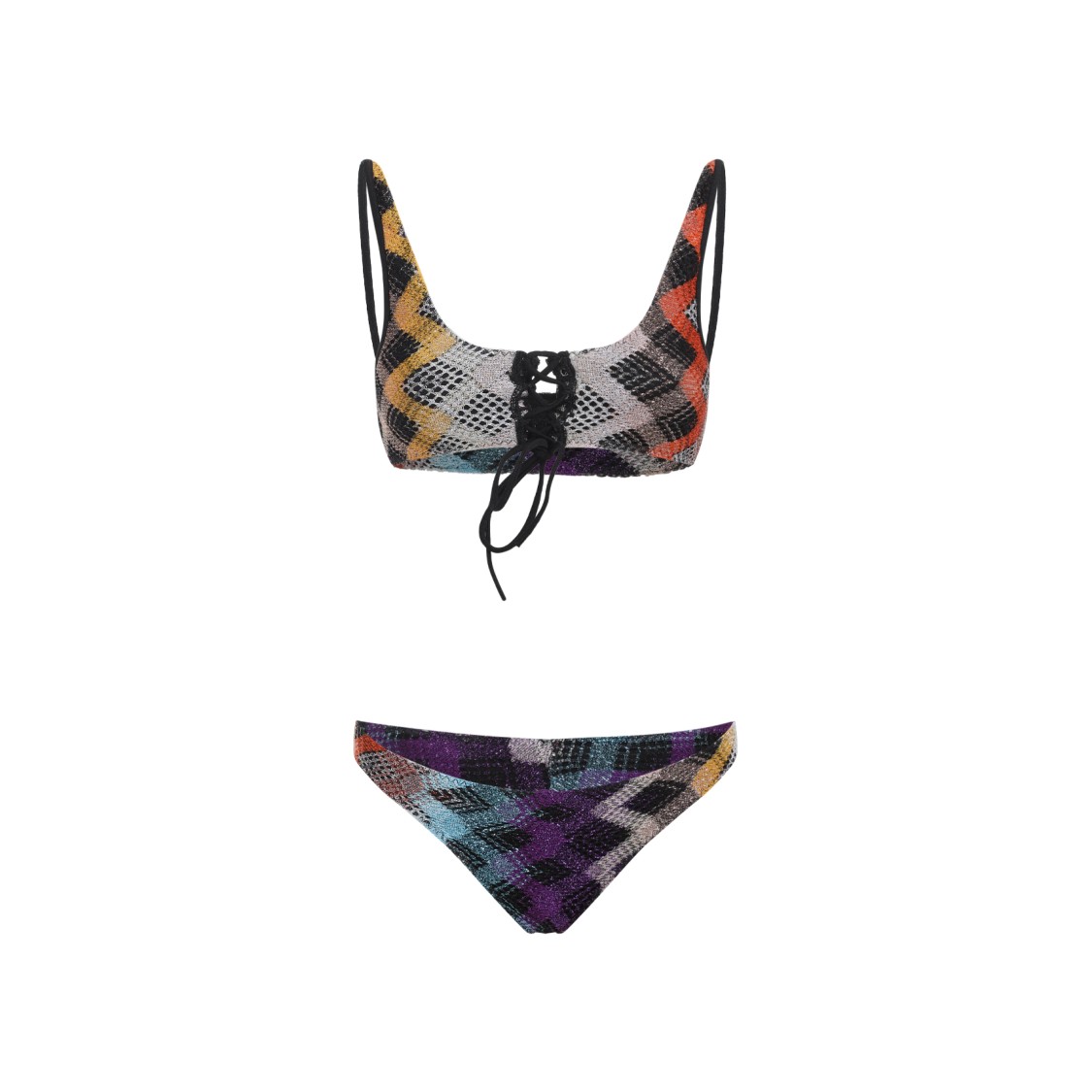 Missoni Chevron Bikini Scoop Neck Viscose Blend In Multi
