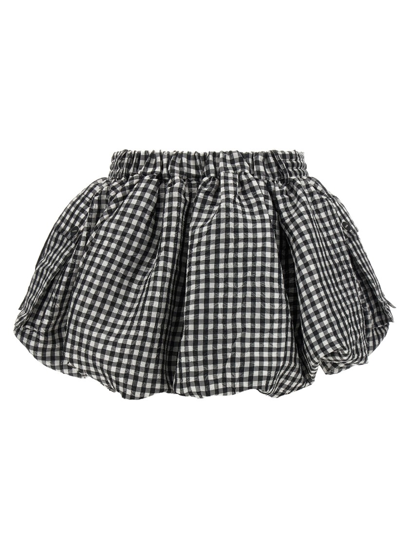 Ganni Vichy Pattern Balloon Miniskirt In Multi