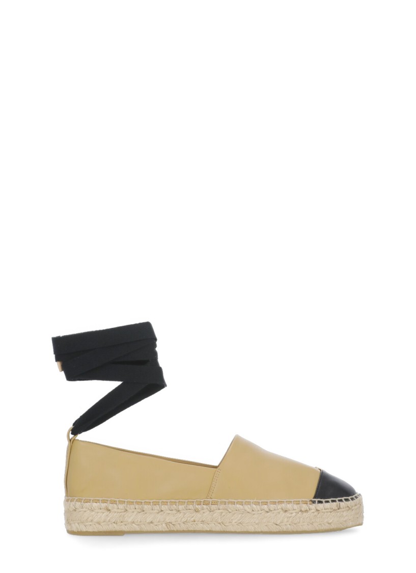 Tory Burch Beige Leather Espadrillas In Brown