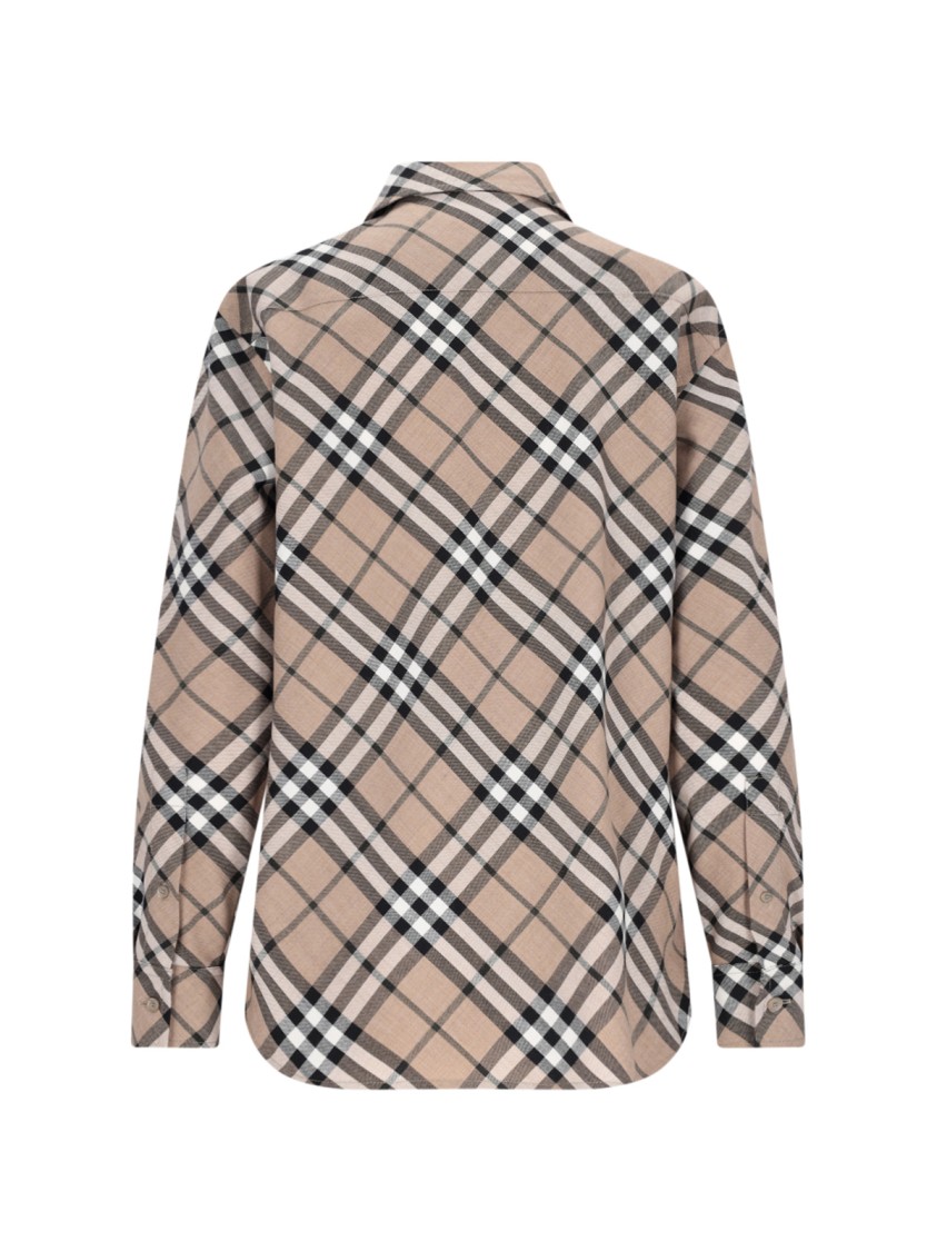 Burberry Check Pattern Wool Blend Shirt