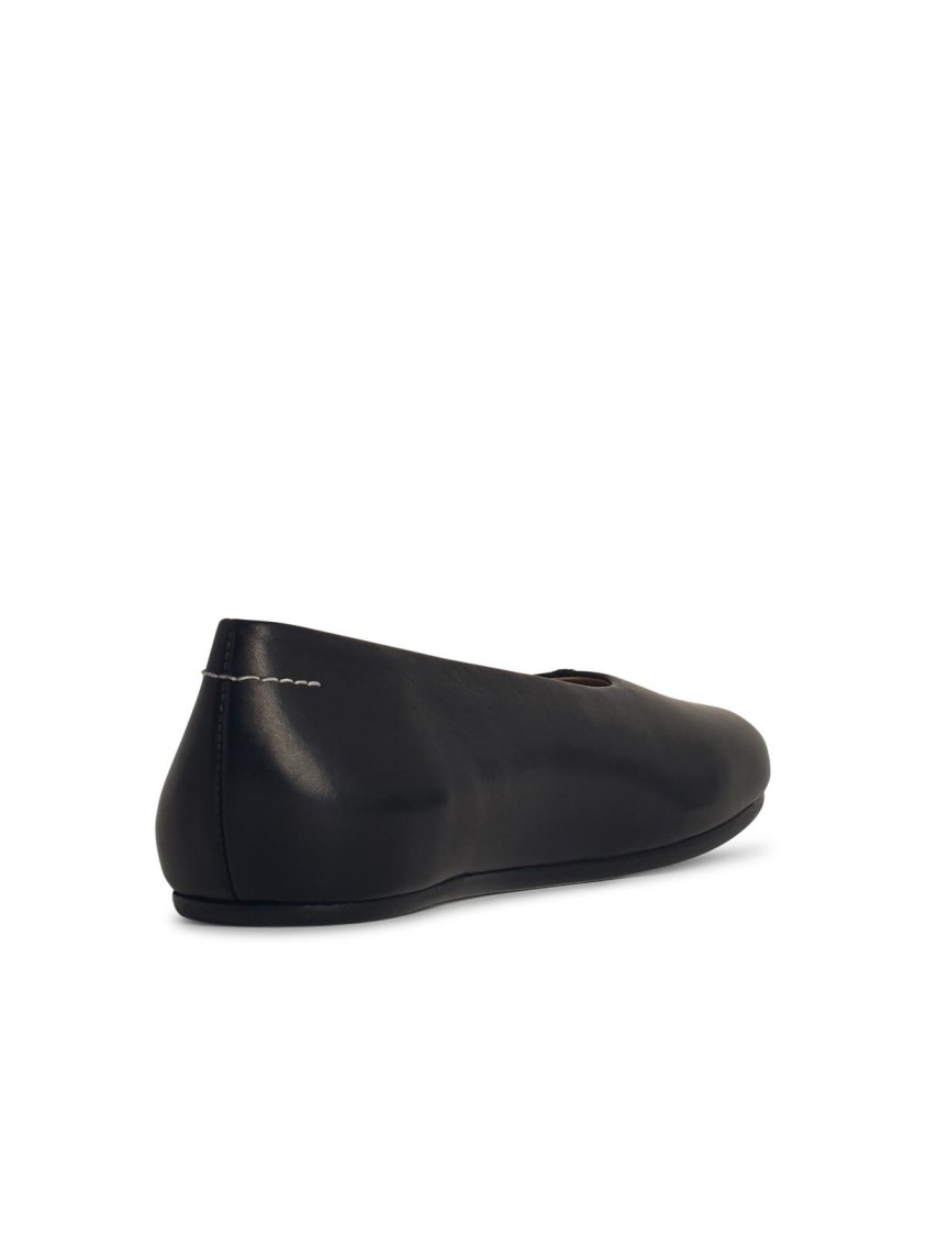 Shop Mm6 Maison Margiela Mm6 By Maison Margiela Black Leather Ballet Flats
