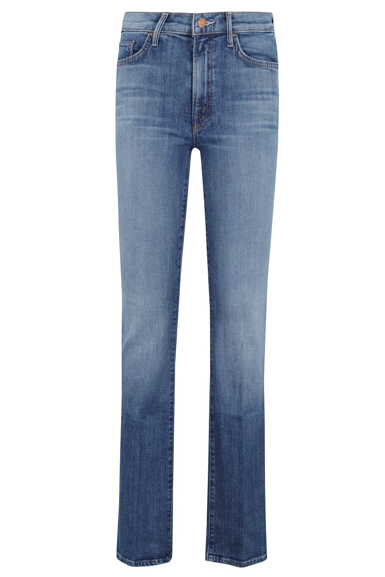 Mother The Insider Sneak High-waisted Slim-fit Jeans In Blue