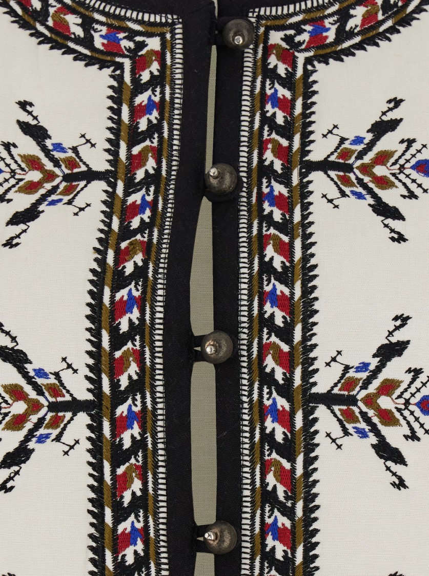 Shop Isabel Marant Étoile Zeana' White Gilet With Geometric Embroidery