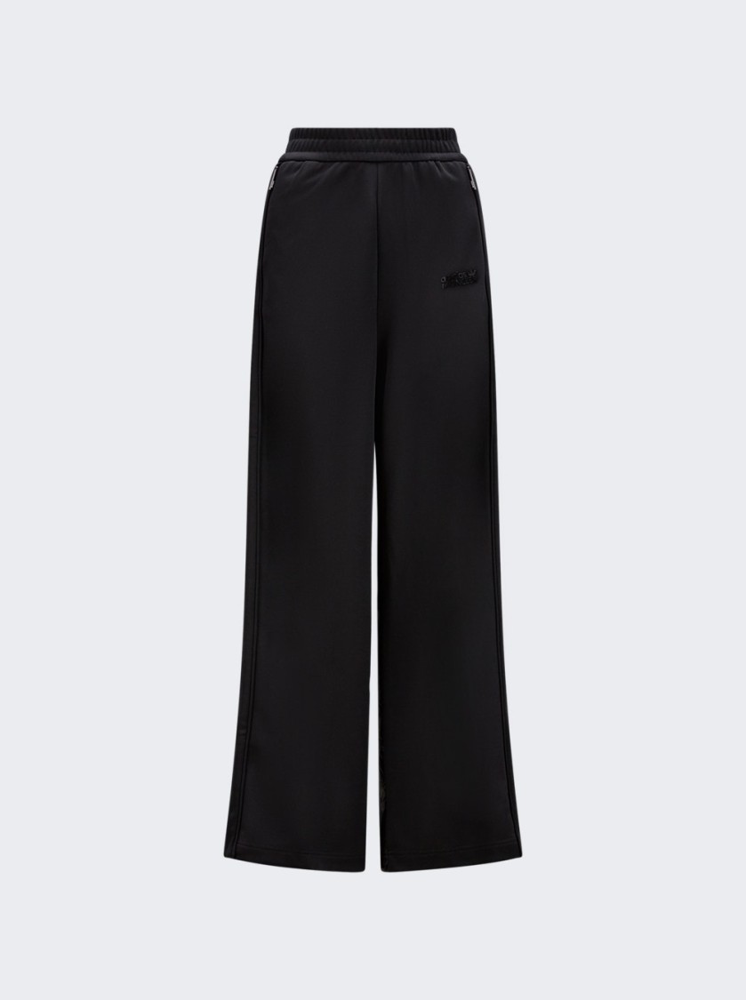 Moncler Wide Silhouette Activewear Pants With Elastic Waistband In Black