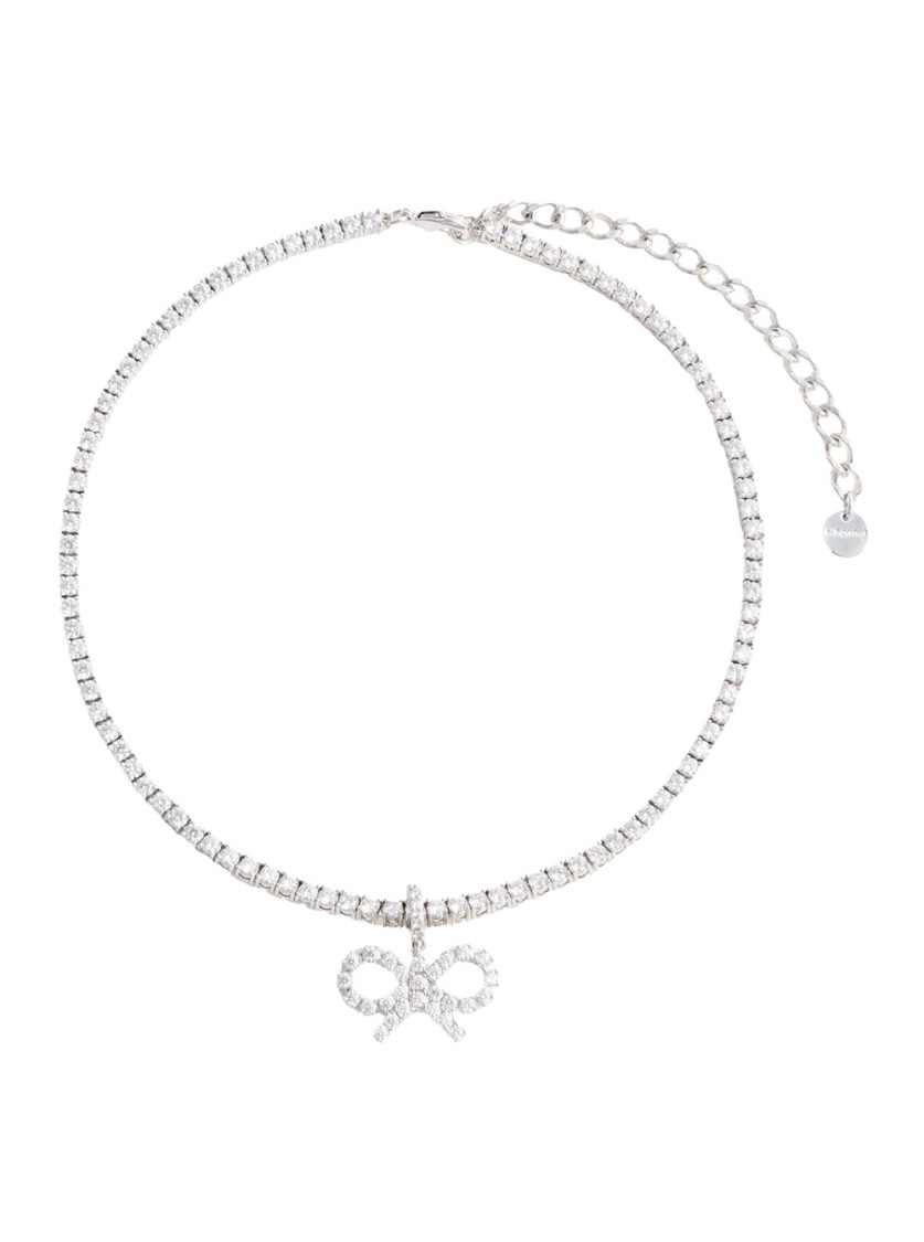 Self-portrait Silver Crystal Tennis Necklace