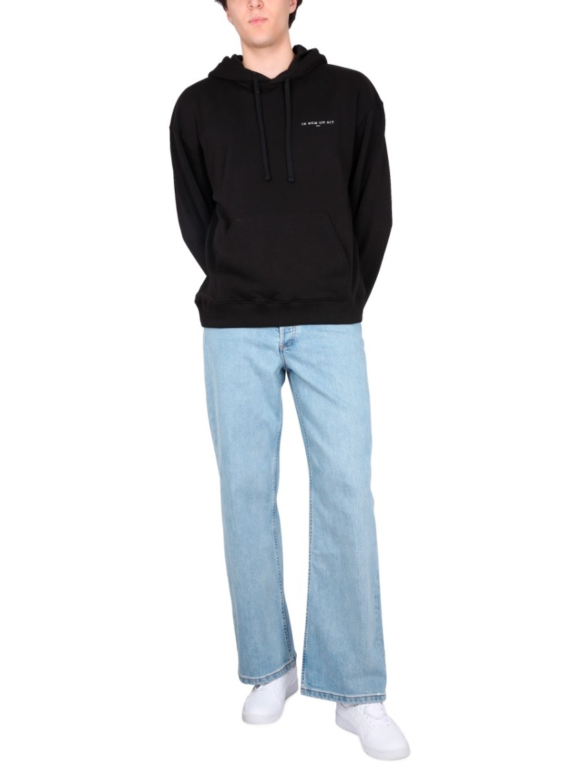 Ih Nom Uh Nit Relaxed Fit Black Hoodie With Graphic Design