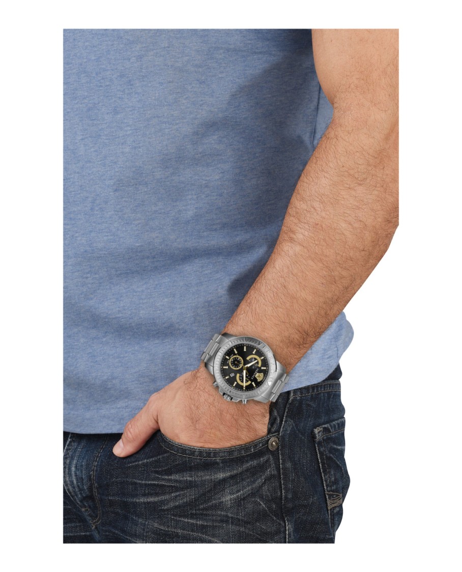 Versace New Chrono Chronograph Watch In Gray