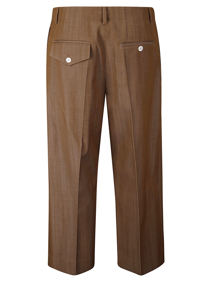 Shop Setchu High-waisted Virgin Wool Trousers In Brown