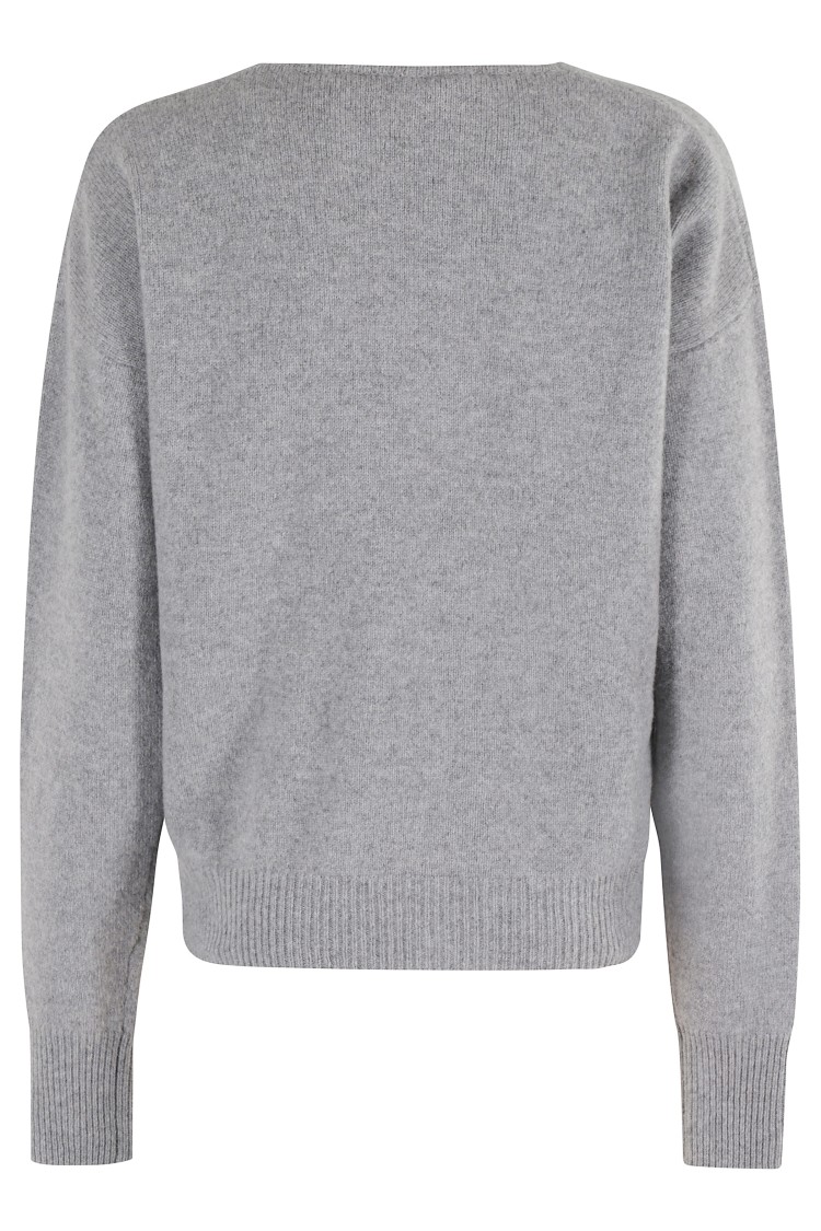 Federica Tosi Gray Sweater With Deep Neckline In Gray