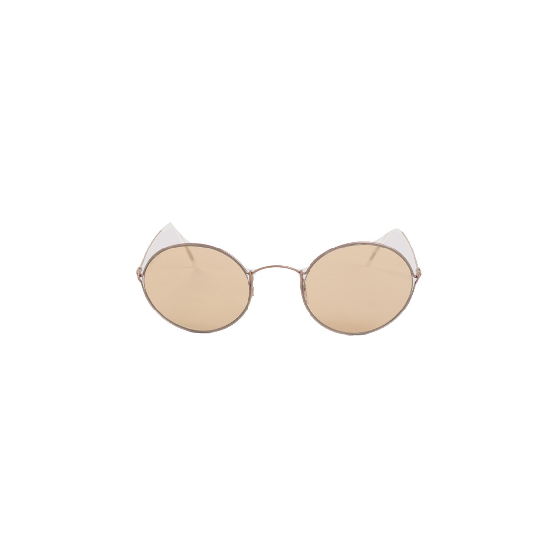 Giorgio Armani Matte Bronze Frame Sunglasses With Round Gold Lenses In Neutral