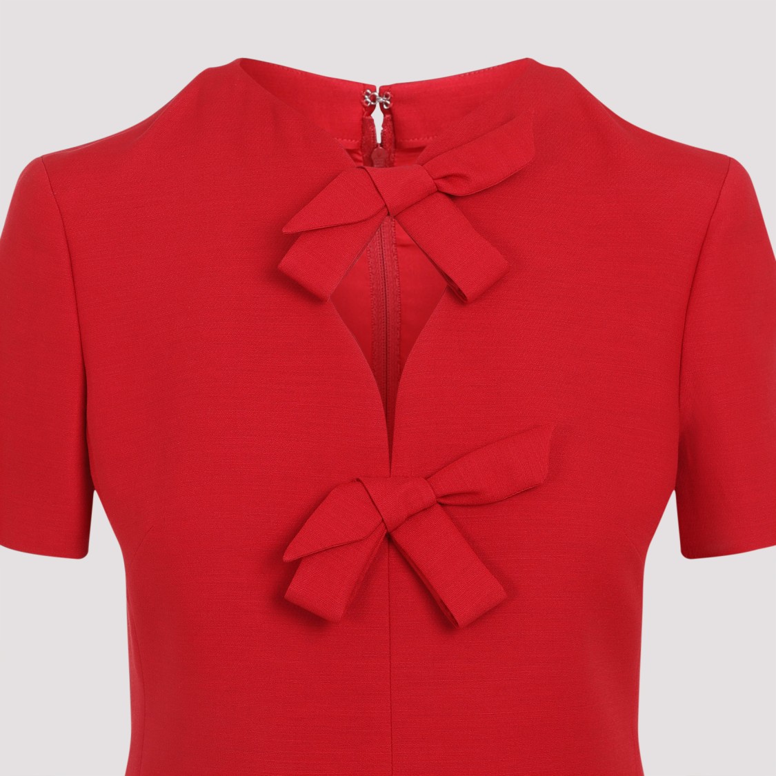 Valentino Fitted Red Dress With Decorative Bows In Red