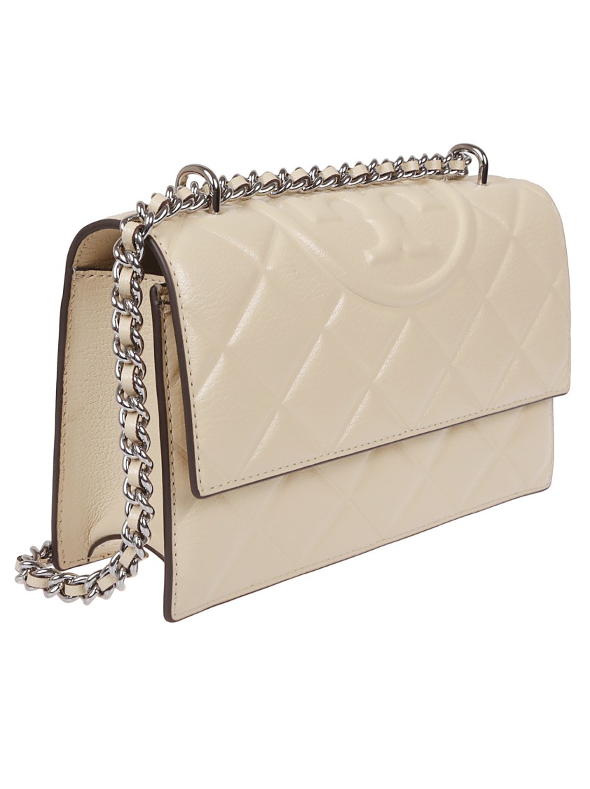 Tory Burch Fleming Quilted Leather Shoulder Bag In Neutral