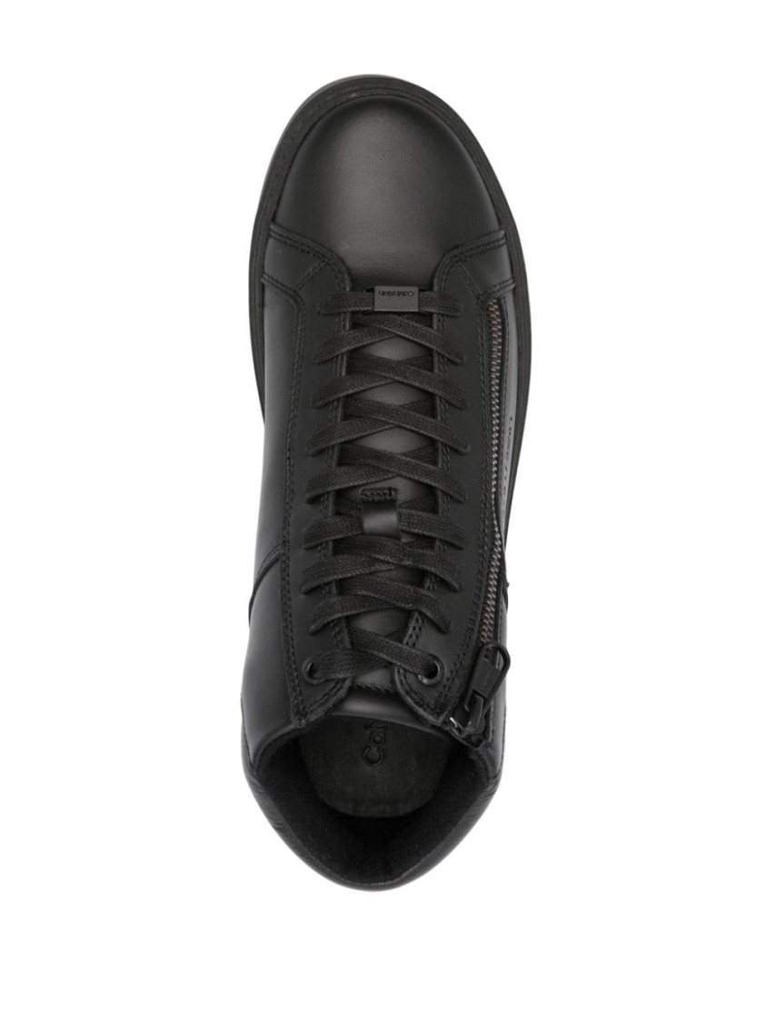 Calvin Klein High Top Lace Up Booties In Black