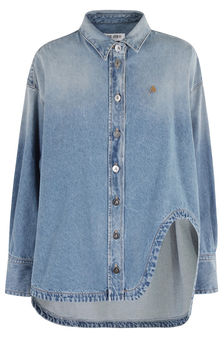 Attico Sky Blue Denim Shirt Jacket In Blue