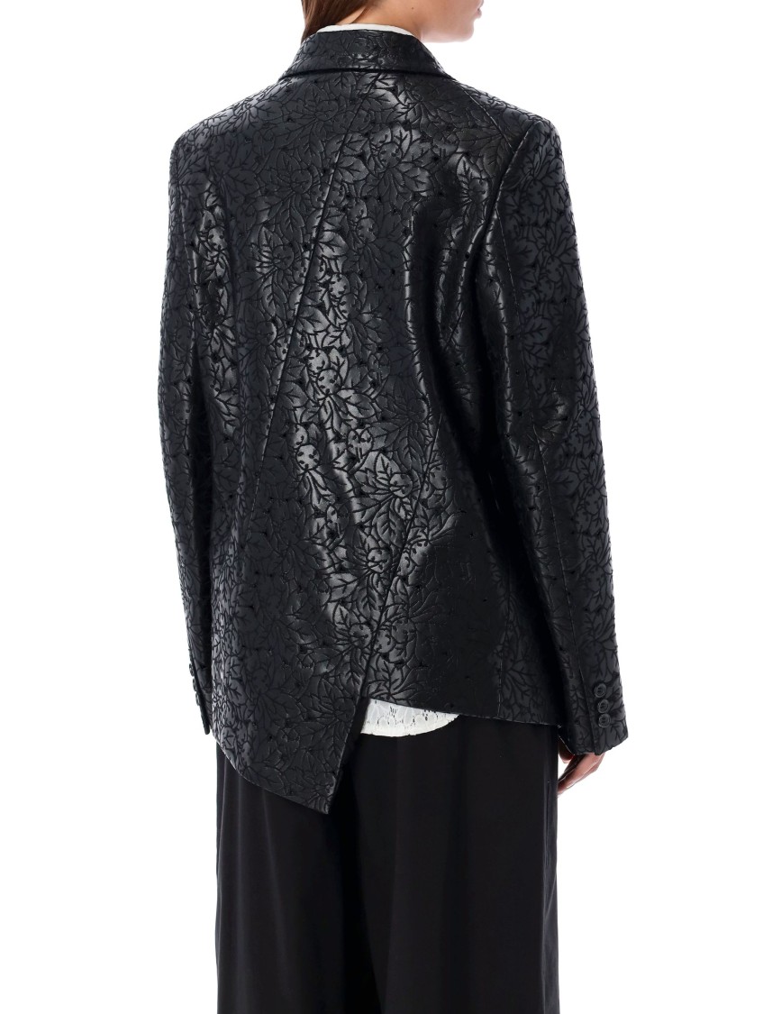 Shop Comme Des Garçons Embossed Floral Pattern Blazer In Black