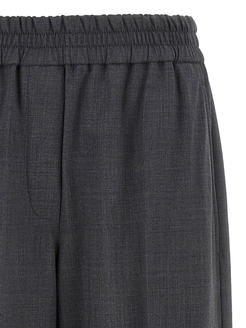 Brunello Cucinelli Relaxed Wide-leg Trousers With Textured Finish In Black