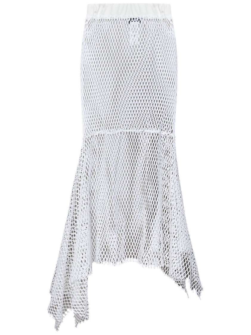 MSGM MSGM ASYMMETRIC WHITE COTTON KNIT SKIRT