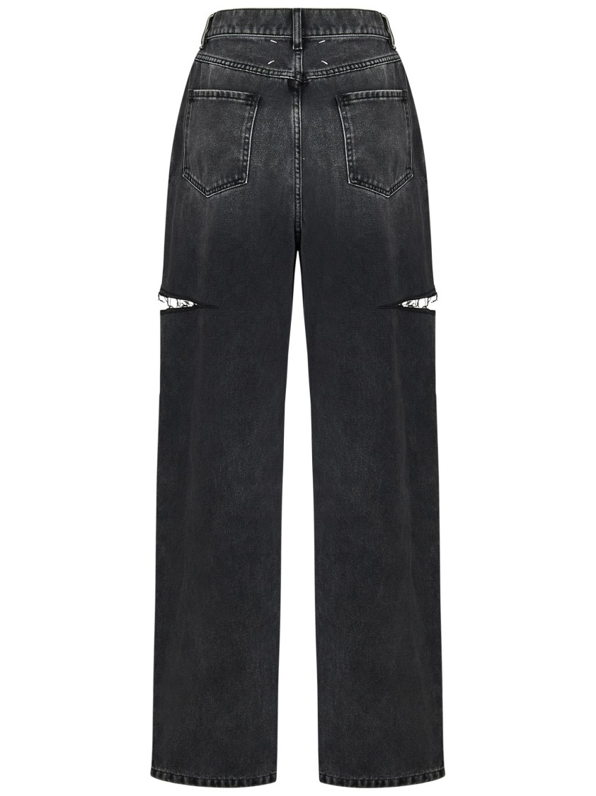 Maison Margiela Loose-fit Jeans With Stylish Slash Detailing In Black
