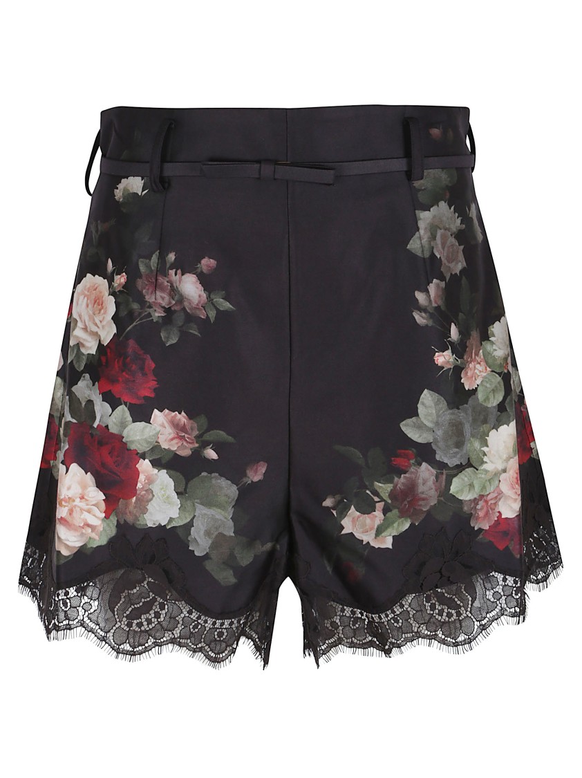 Zimmermann Hypnotic Lace Trim Silk And Cotton Short In Black