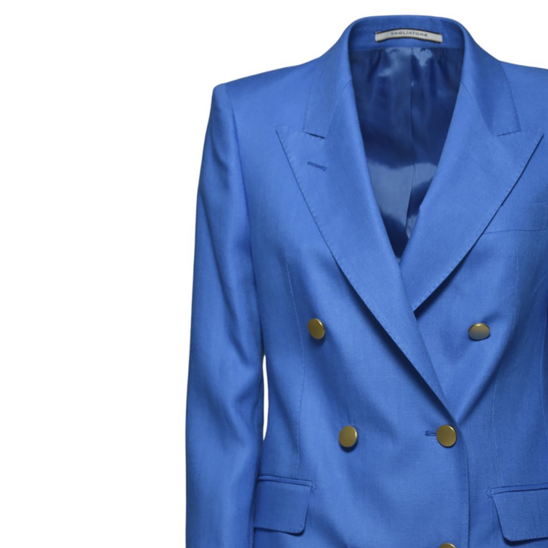 TAGLIATORE TAGLIATORE J-PARIGI DOUBLE-BREASTED JACKET IN ROYAL BLUE LINEN TWILL