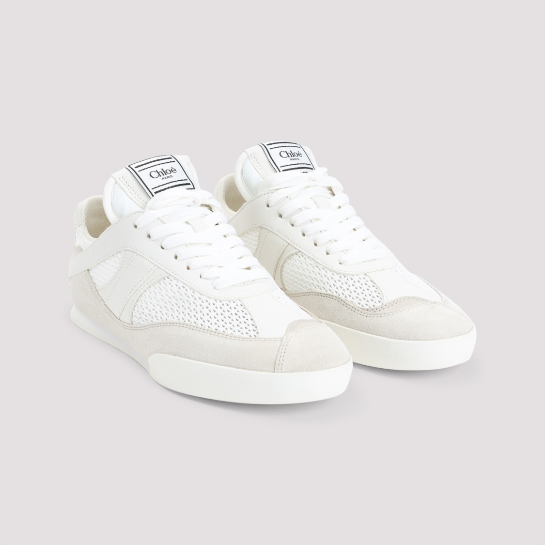 Shop Chloé Kick White Textile Sneakers