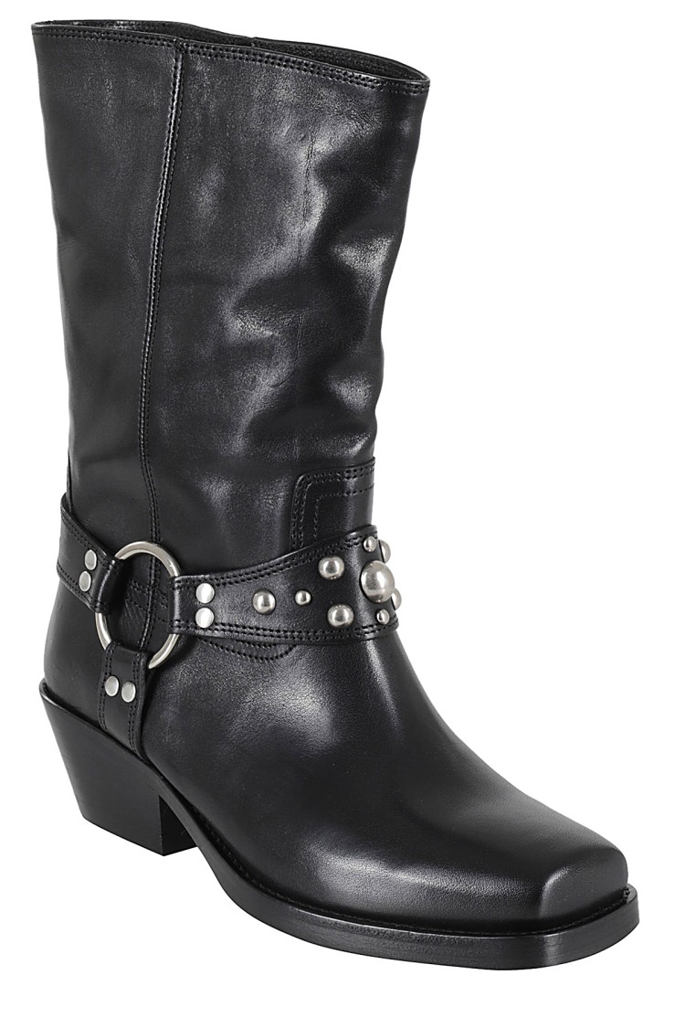 Isabel Marant Antya Leather Cowboy Boots In Black