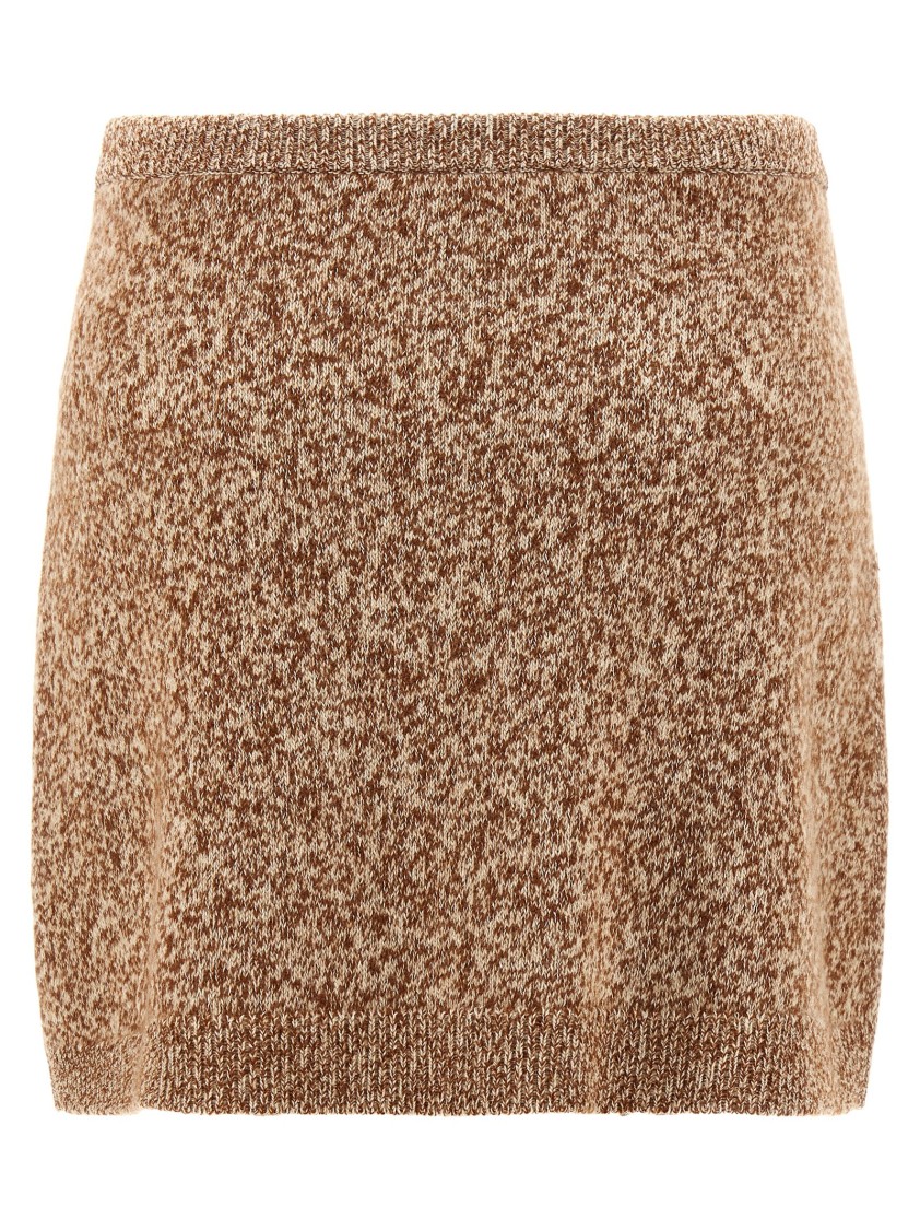 Versace Minigonna In Misto Lana Vergine Bicolor Donna In Brown