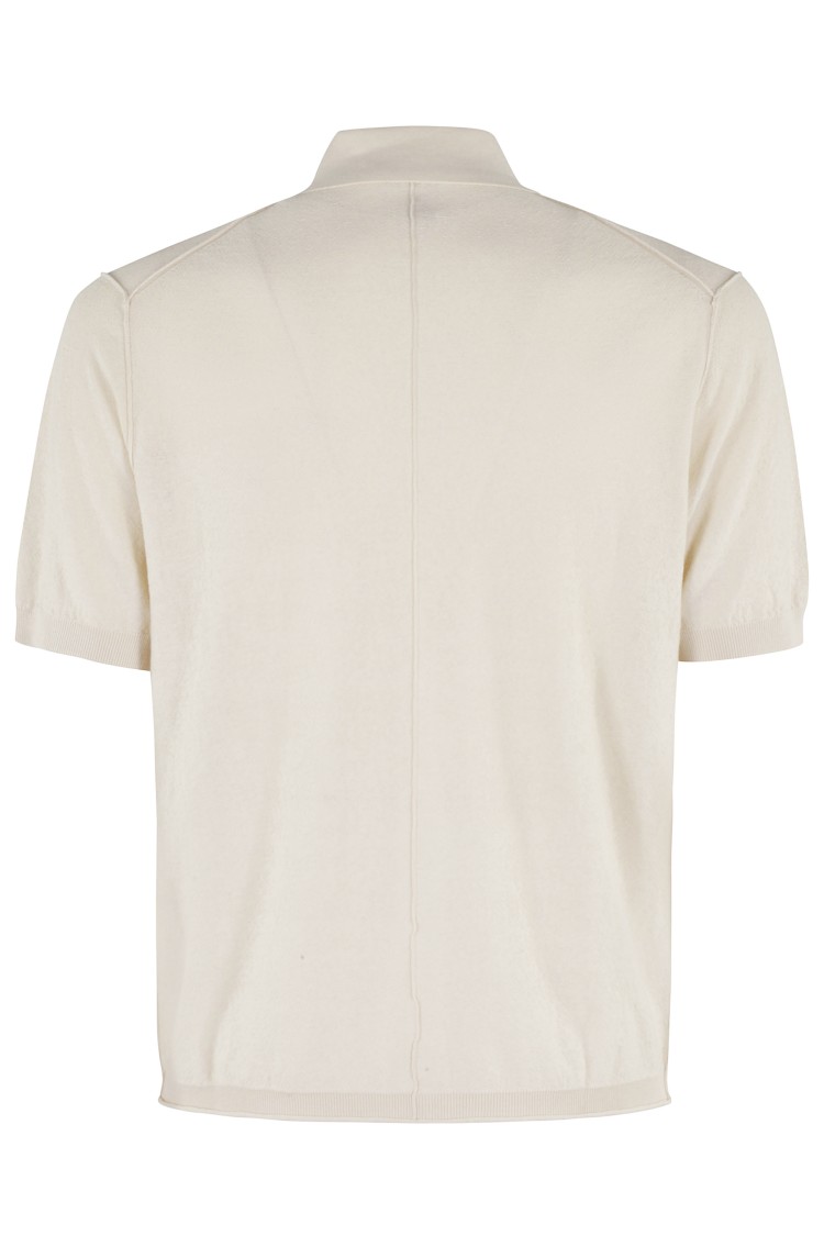Paolo Pecora Short-sleeved Pointed Collar Shirt In Ultra-fine Cotton In Neutrals