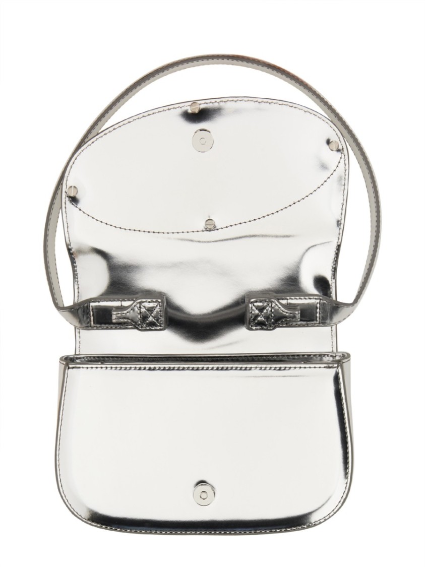 Shop Diesel Silver Metallic Shoulder Bag