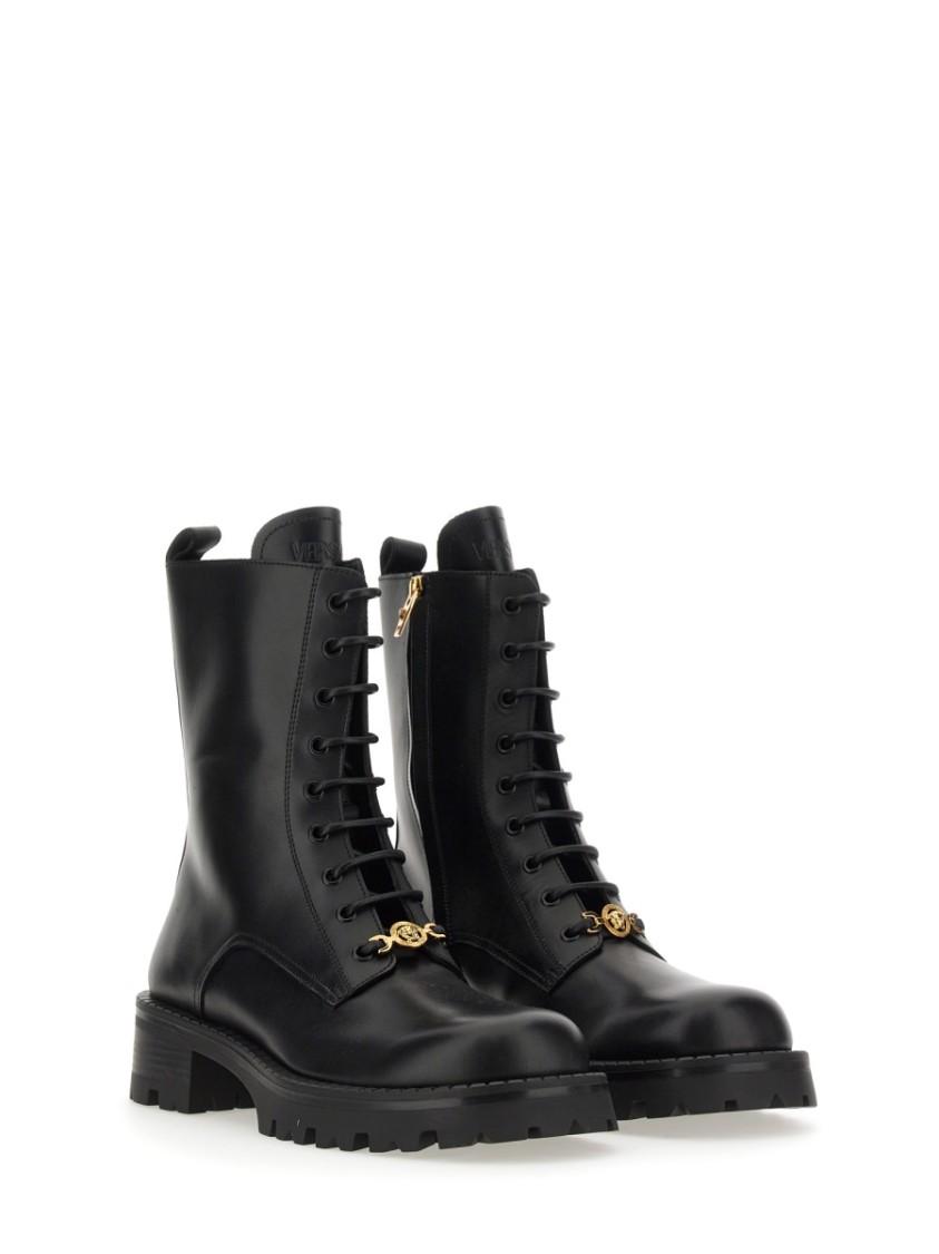 Versace Vagabond Lace-up Army Boots In Black