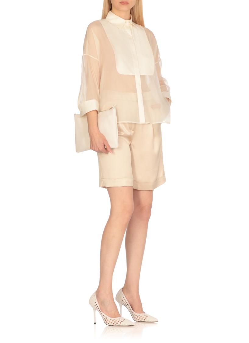 Peserico Aurea Ivory Silk Shirt In Neutrals