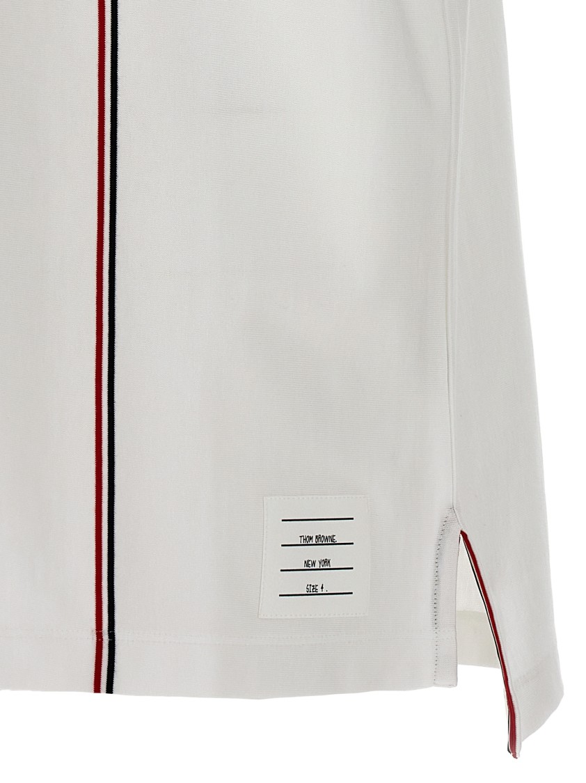 Thom Browne Crewneck T-shirt With Tricolor Intarsia In White