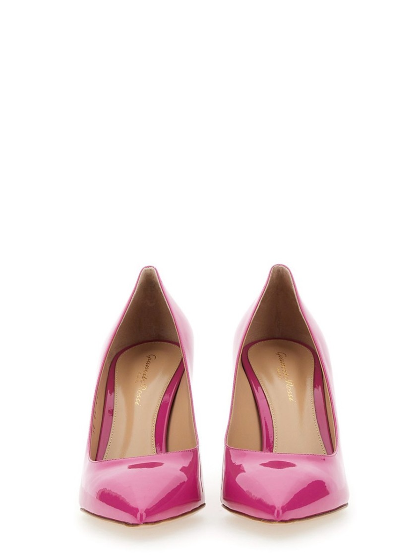 Gianvito Rossi Glossy Leather Pointed Toe Stiletto Heel Pumps In Pink